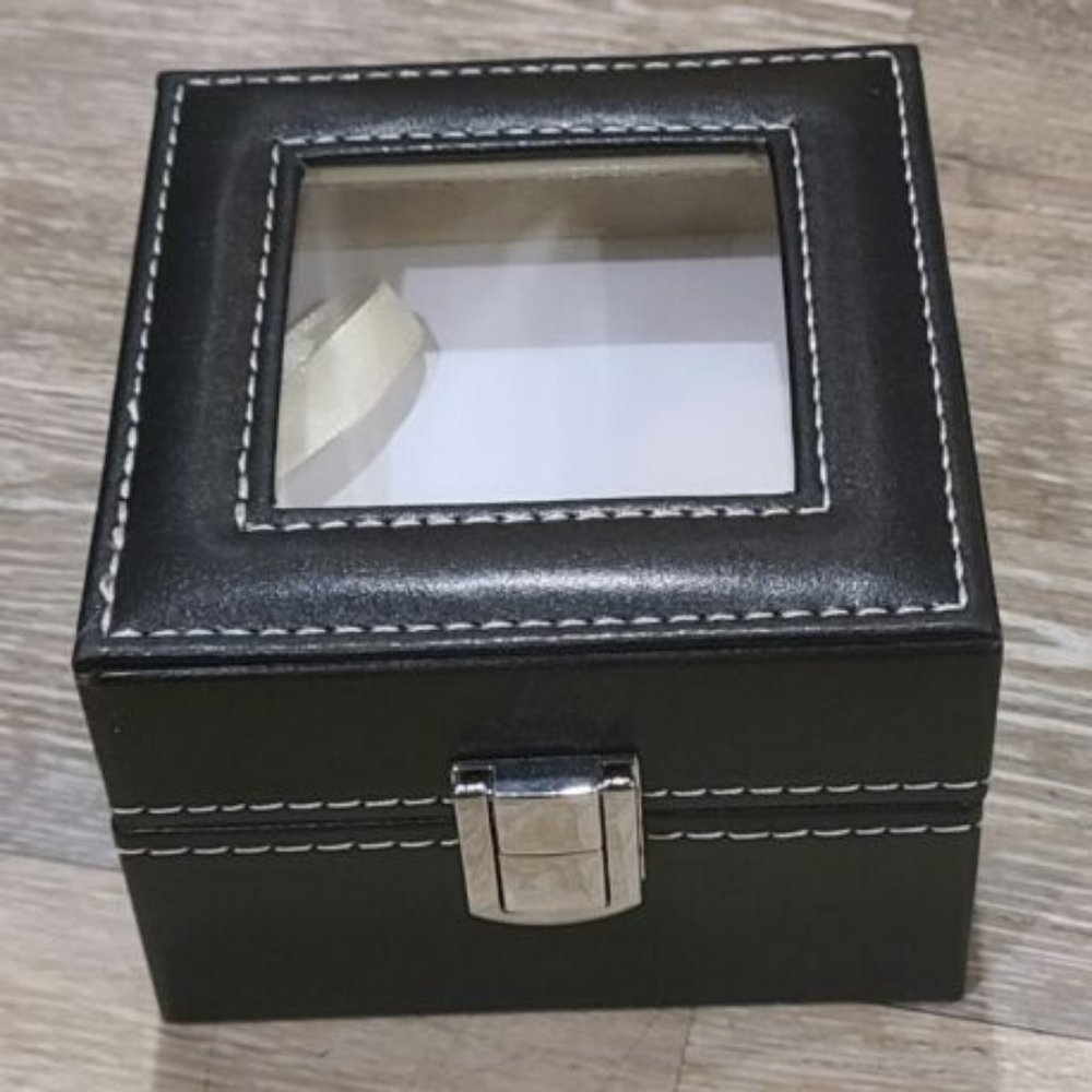 Black Premium Quality Hinged 2 Watch Box Acrylic Top Window